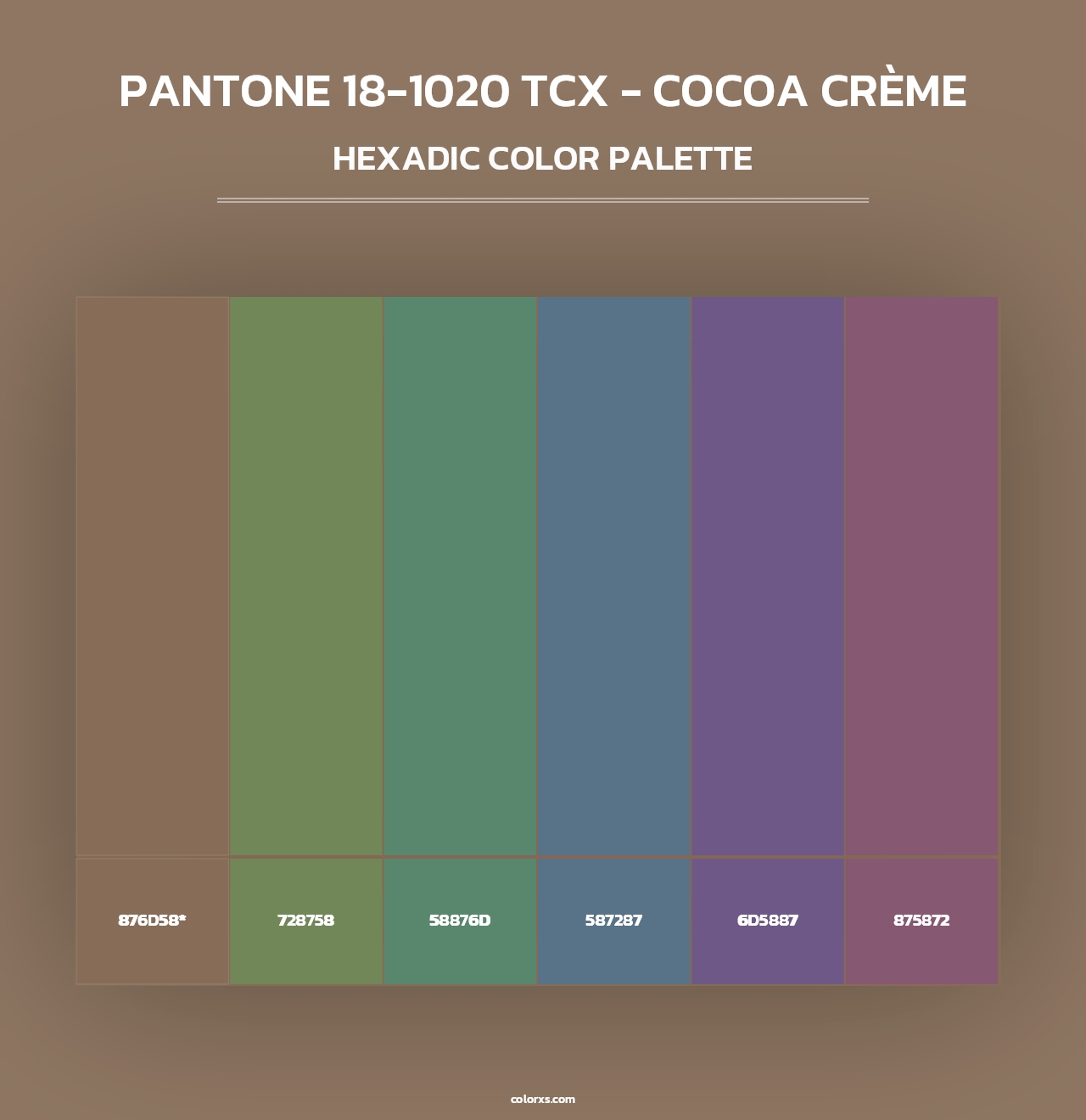 PANTONE 18-1020 TCX - Cocoa Crème - Hexadic Color Palette
