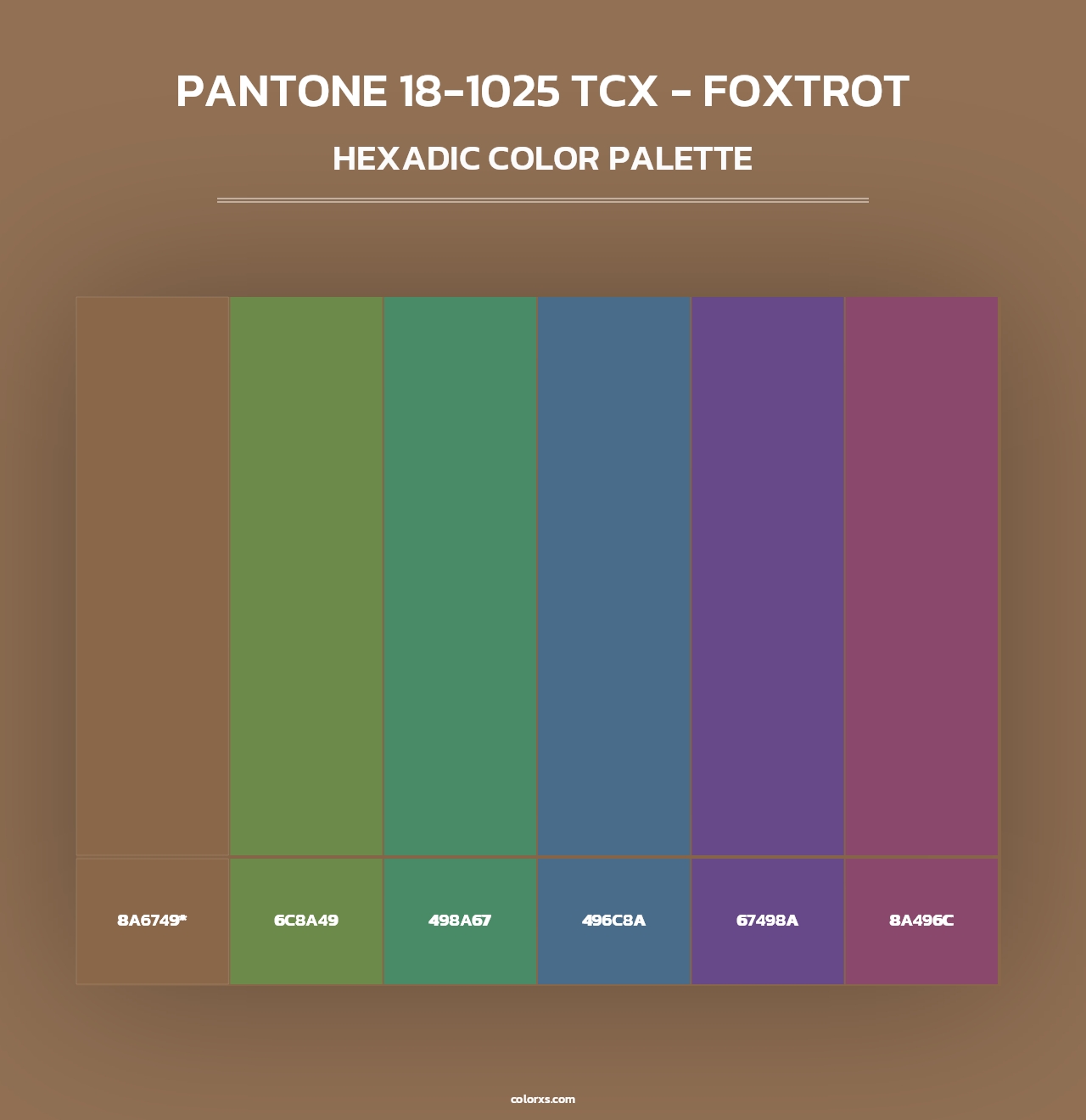 PANTONE 18-1025 TCX - Foxtrot - Hexadic Color Palette