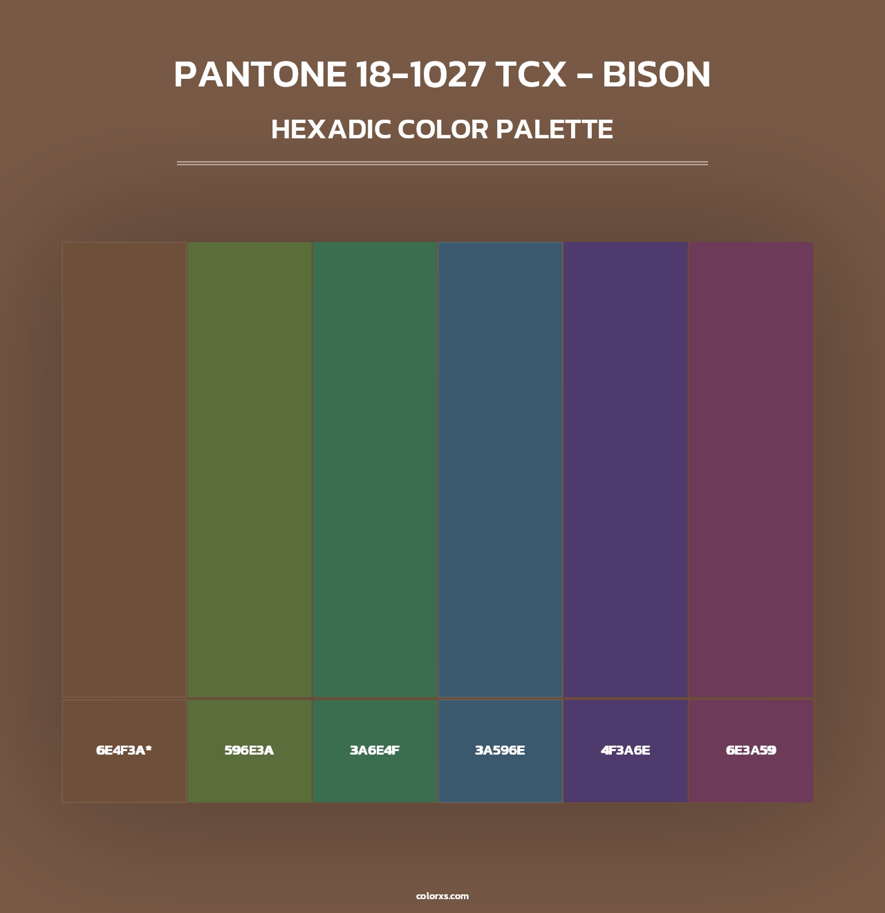 PANTONE 18-1027 TCX - Bison - Hexadic Color Palette
