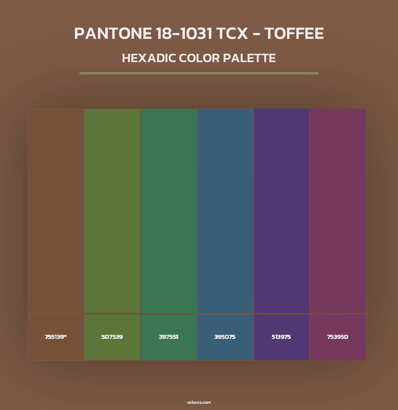 PANTONE 18-1031 TCX - Toffee - Hexadic Color Palette