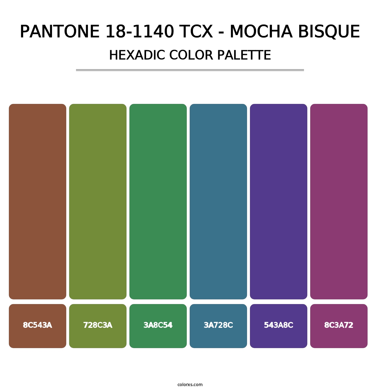 PANTONE 18-1140 TCX - Mocha Bisque - Hexadic Color Palette