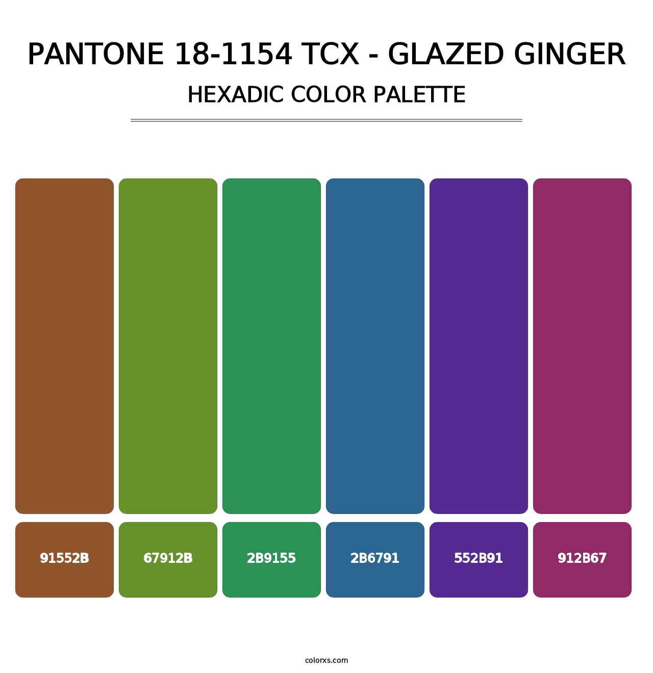 PANTONE 18-1154 TCX - Glazed Ginger - Hexadic Color Palette
