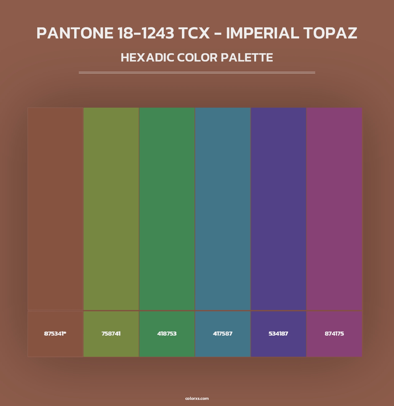 PANTONE 18-1243 TCX - Imperial Topaz - Hexadic Color Palette