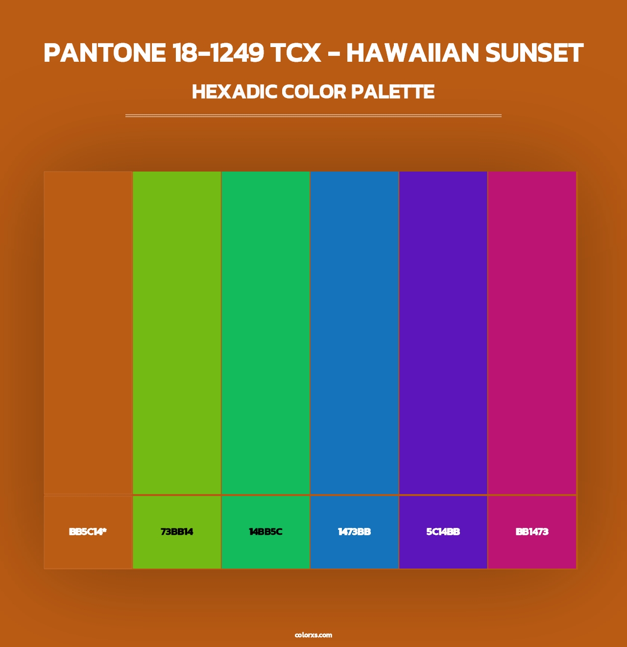 PANTONE 18-1249 TCX - Hawaiian Sunset - Hexadic Color Palette
