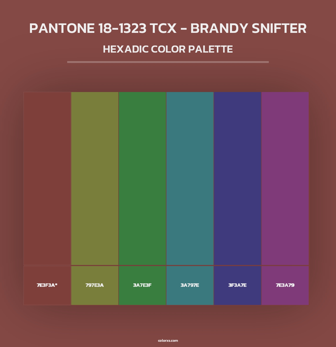 PANTONE 18-1323 TCX - Brandy Snifter - Hexadic Color Palette
