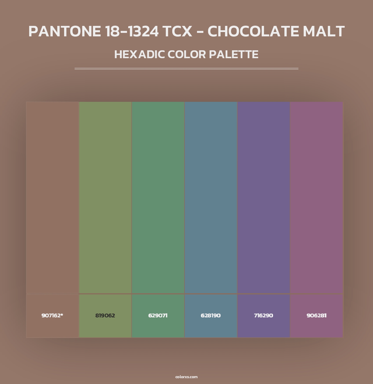 PANTONE 18-1324 TCX - Chocolate Malt - Hexadic Color Palette