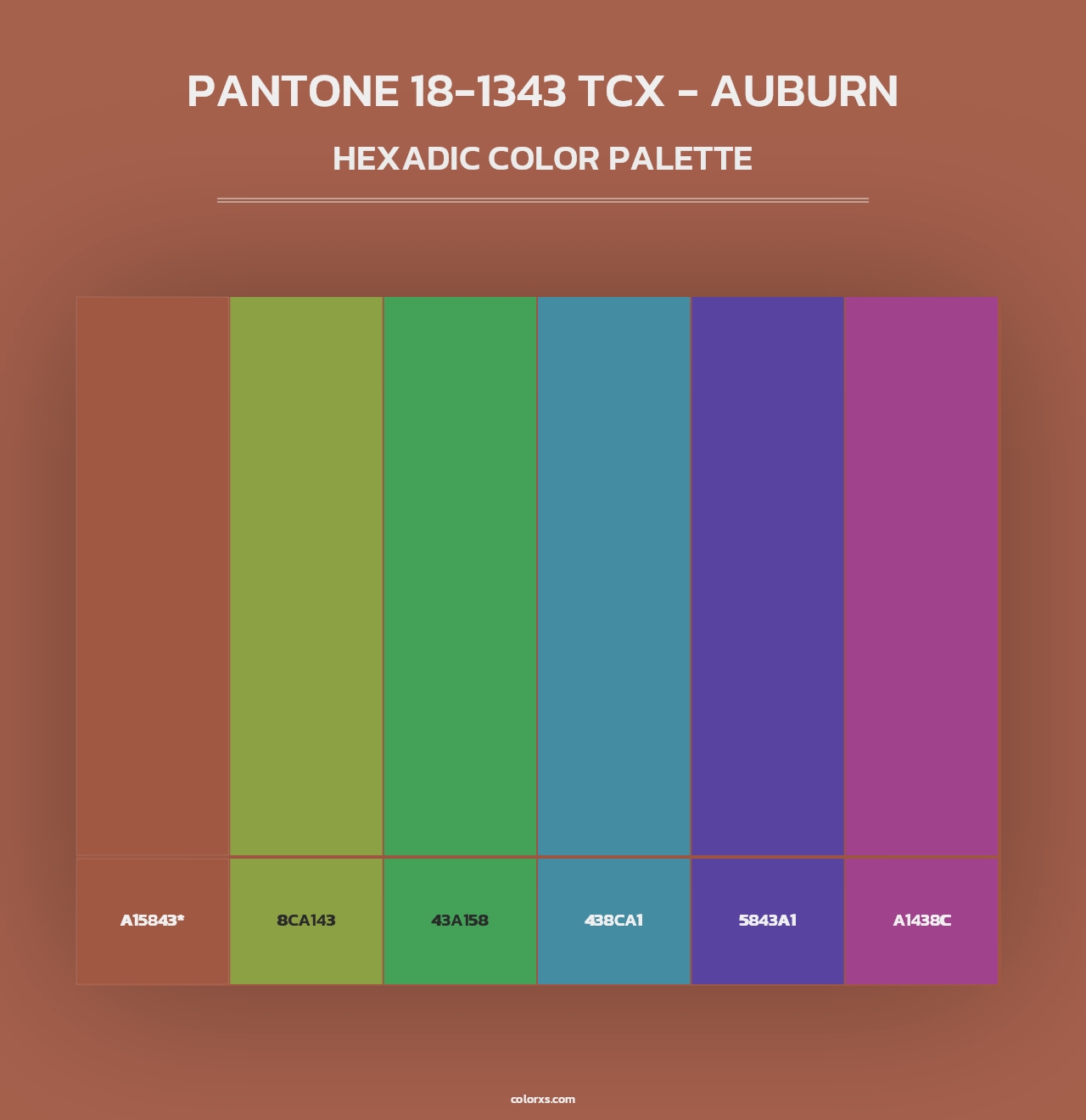 PANTONE 18-1343 TCX - Auburn - Hexadic Color Palette