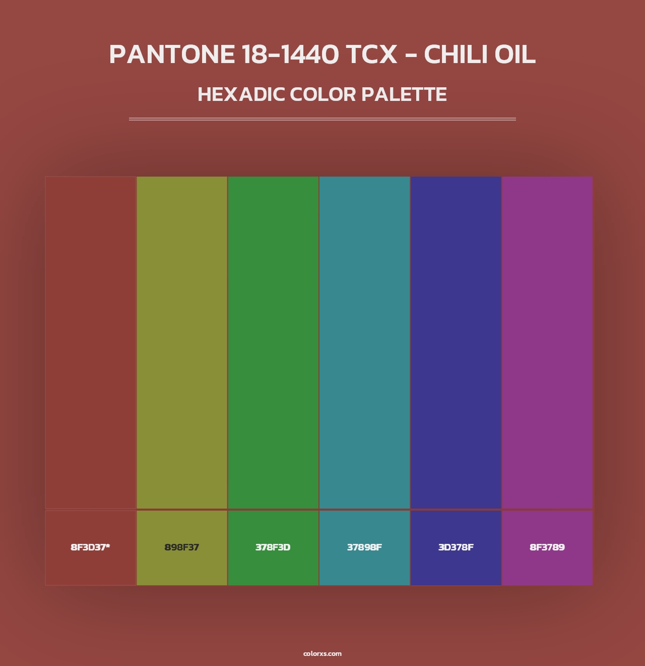 PANTONE 18-1440 TCX - Chili Oil - Hexadic Color Palette