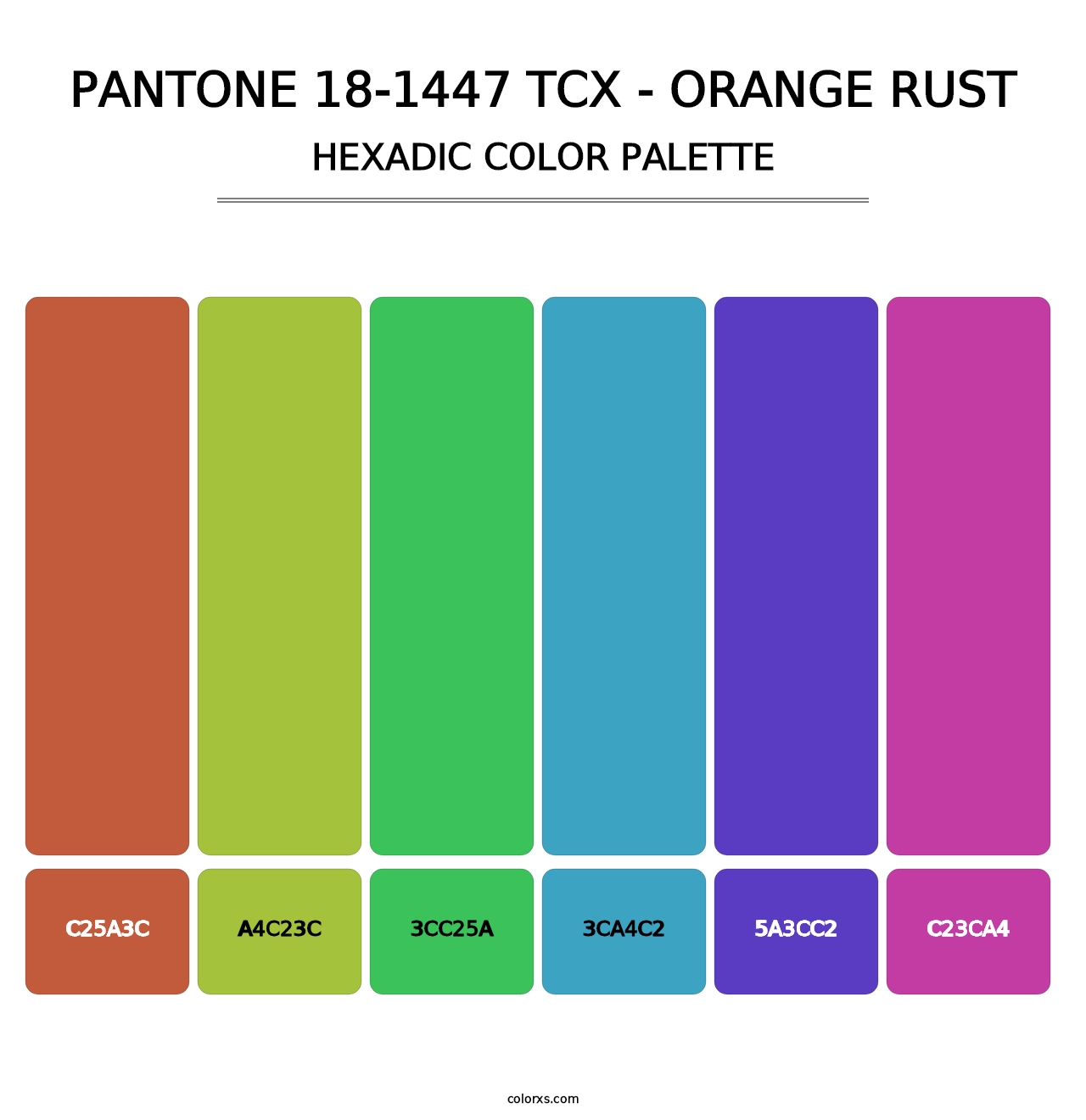 PANTONE 18-1447 TCX - Orange Rust - Hexadic Color Palette