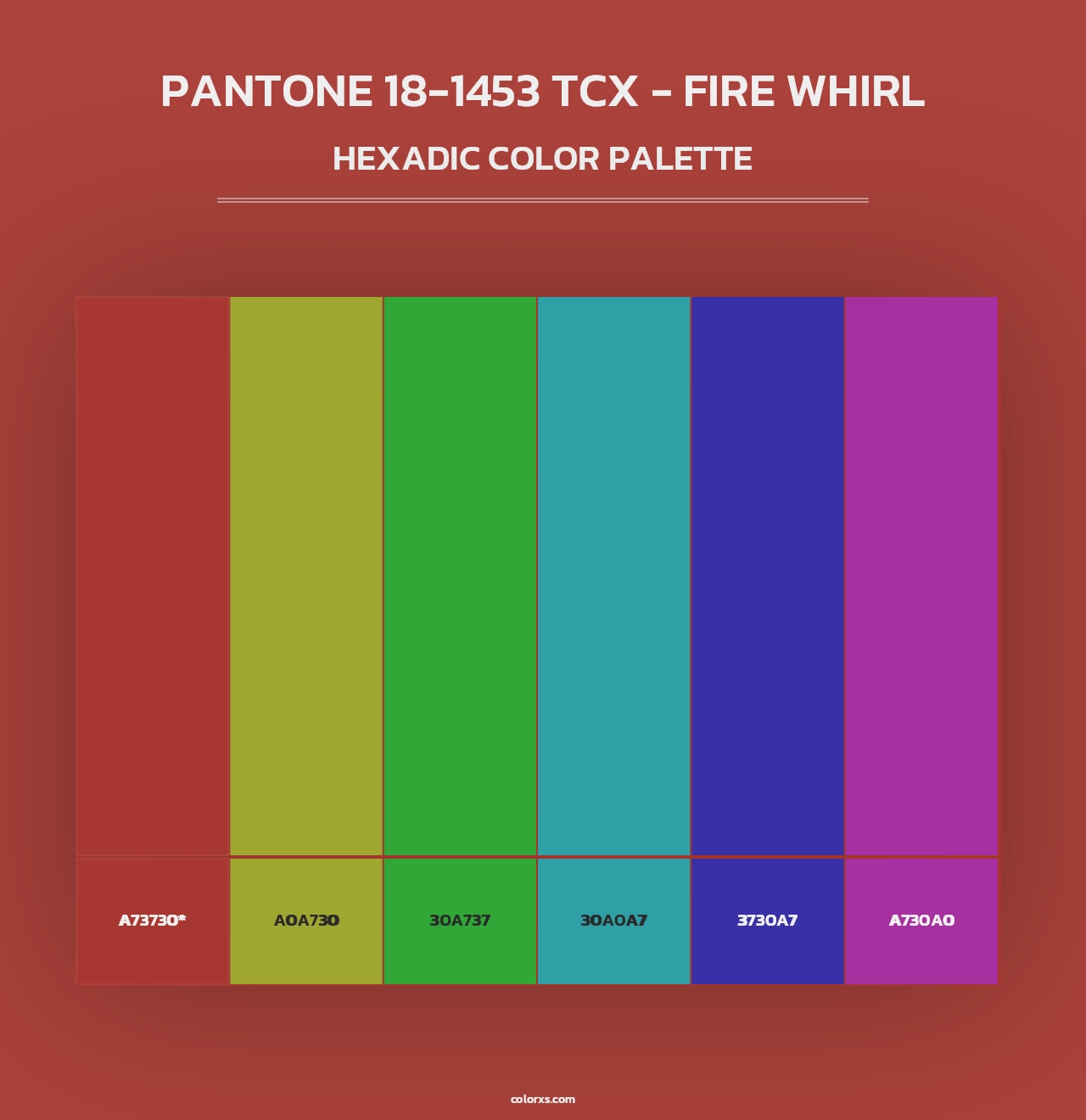 PANTONE 18-1453 TCX - Fire Whirl - Hexadic Color Palette