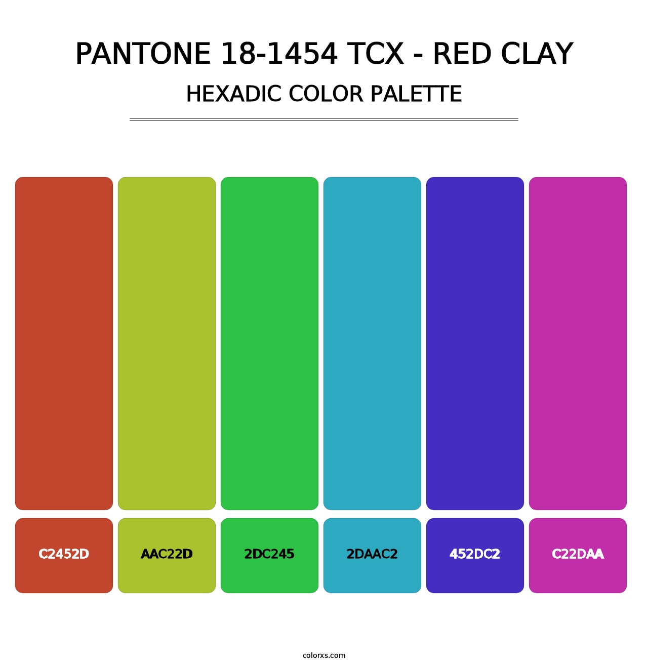 PANTONE 18-1454 TCX - Red Clay - Hexadic Color Palette