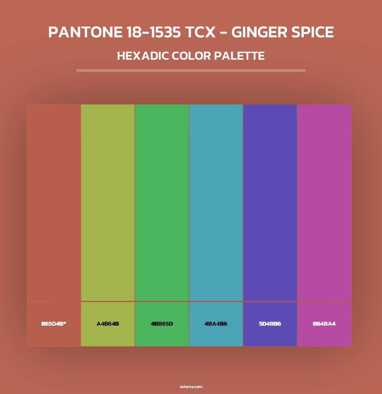 PANTONE 18-1535 TCX - Ginger Spice - Hexadic Color Palette