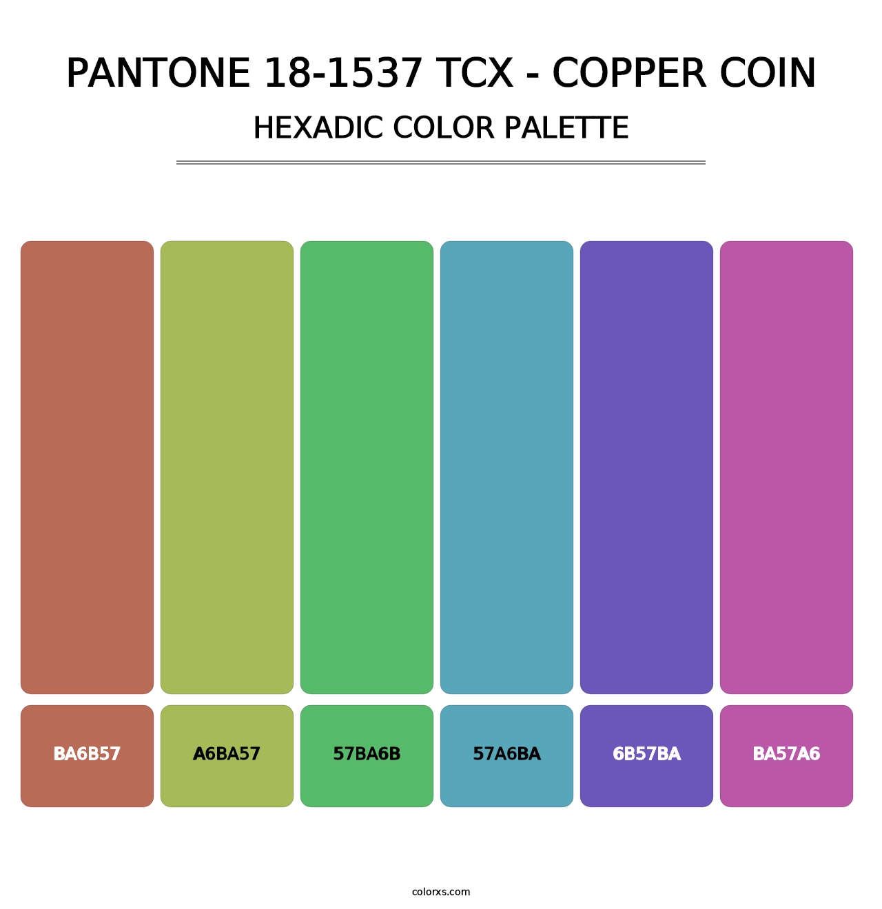 PANTONE 18-1537 TCX - Copper Coin - Hexadic Color Palette