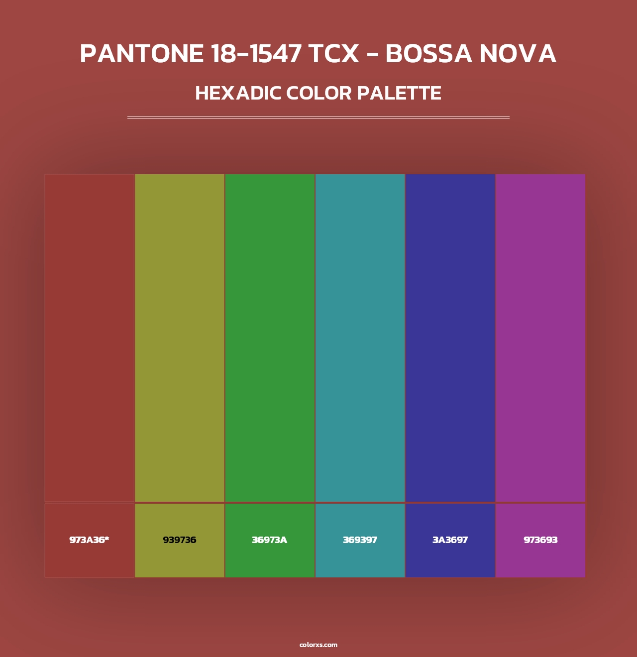 PANTONE 18-1547 TCX - Bossa Nova - Hexadic Color Palette