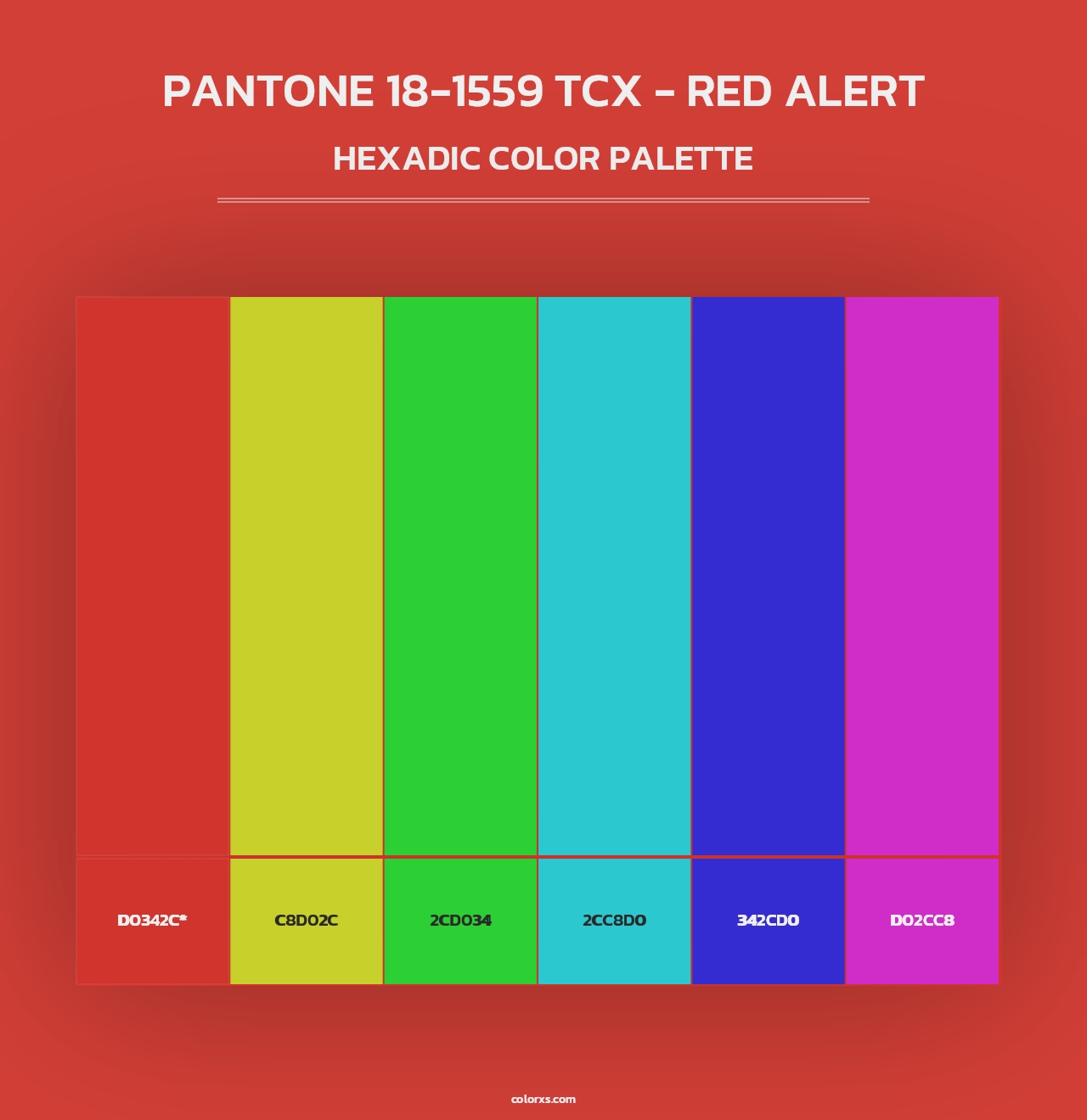 PANTONE 18-1559 TCX - Red Alert - Hexadic Color Palette