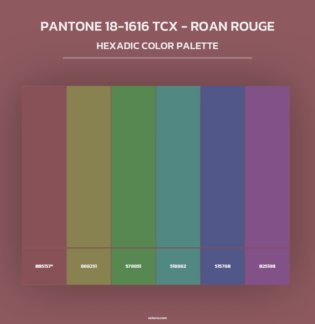 PANTONE 18-1616 TCX - Roan Rouge - Hexadic Color Palette