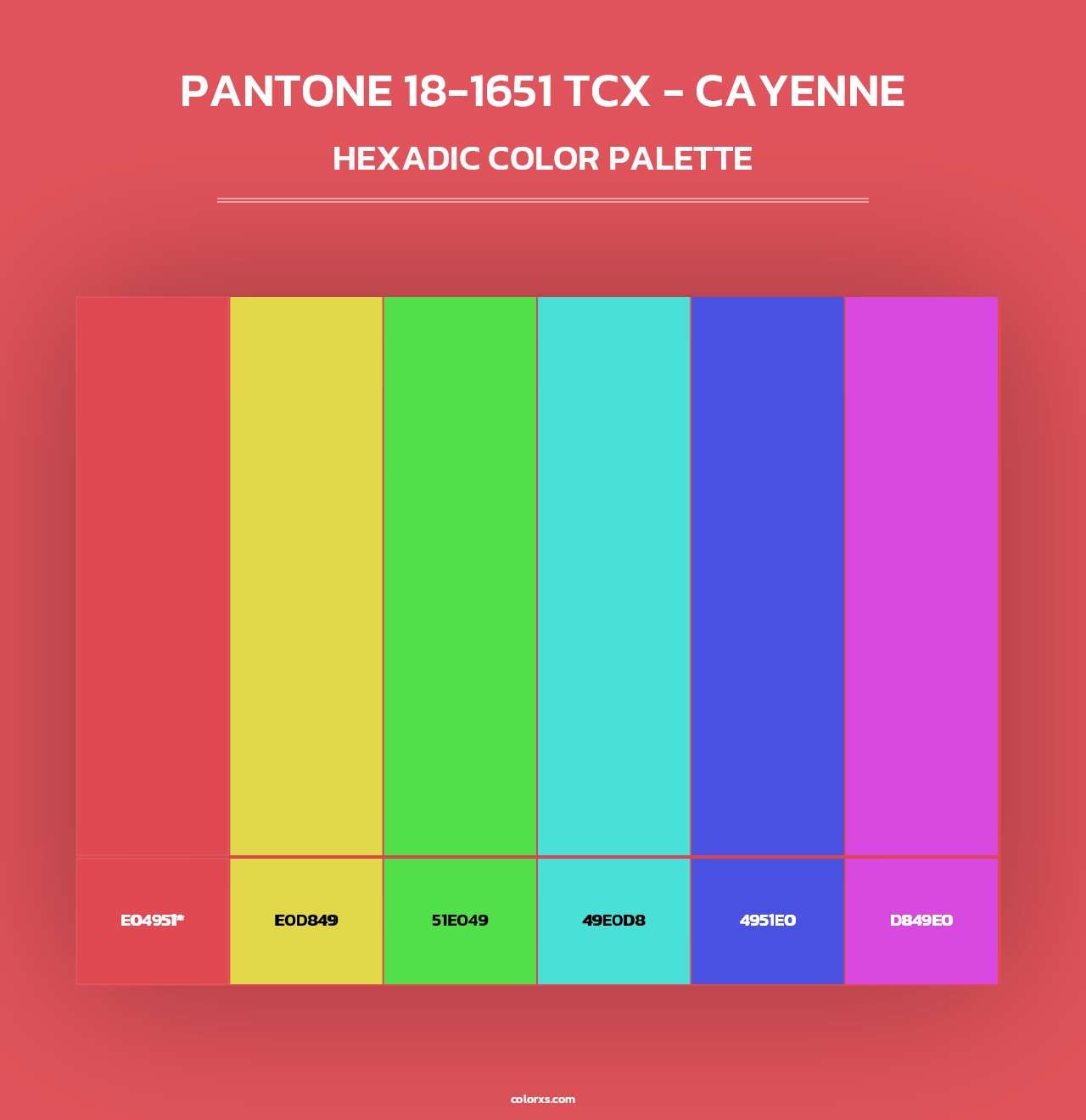 PANTONE 18-1651 TCX - Cayenne - Hexadic Color Palette