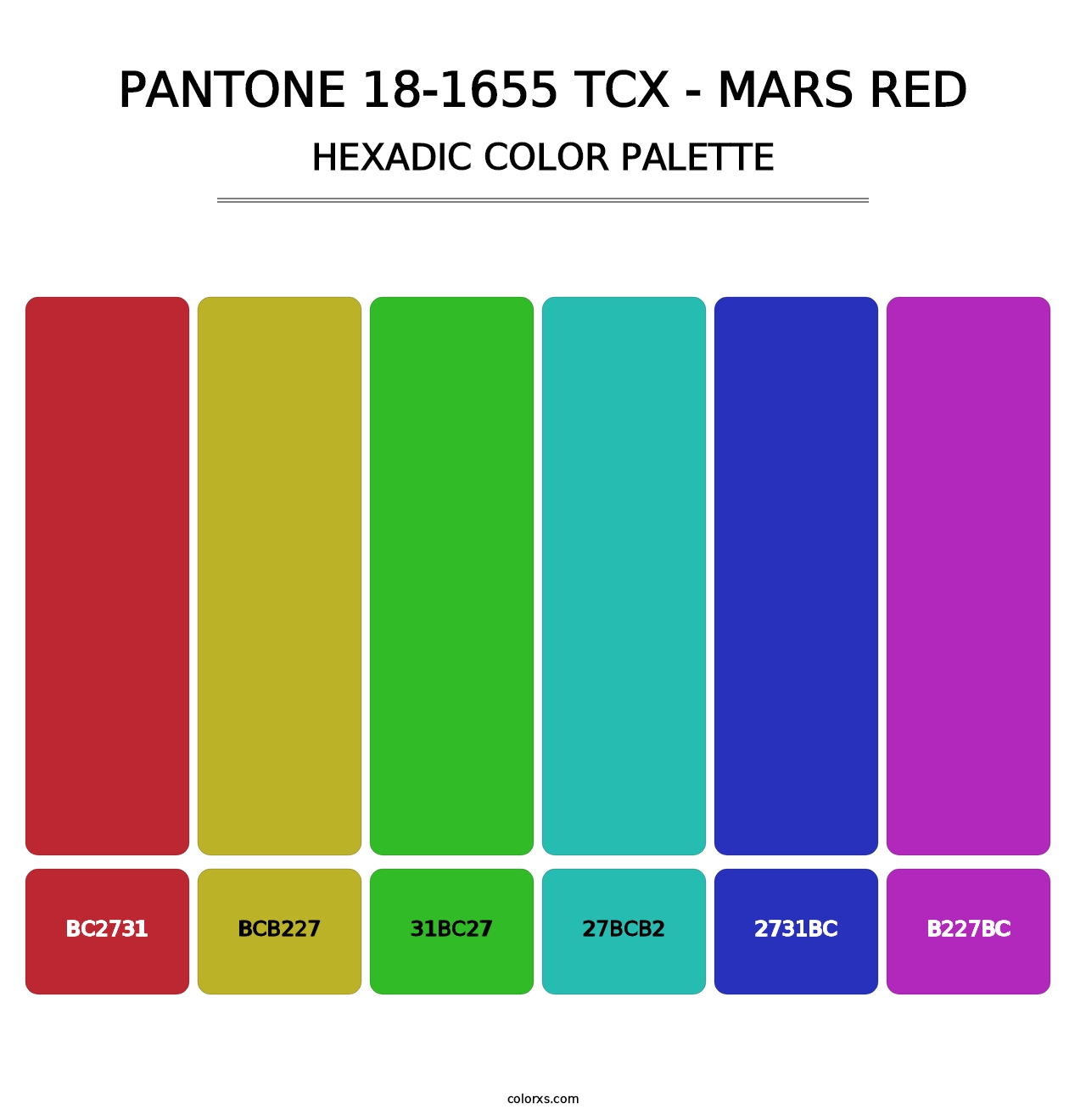 PANTONE 18-1655 TCX - Mars Red - Hexadic Color Palette