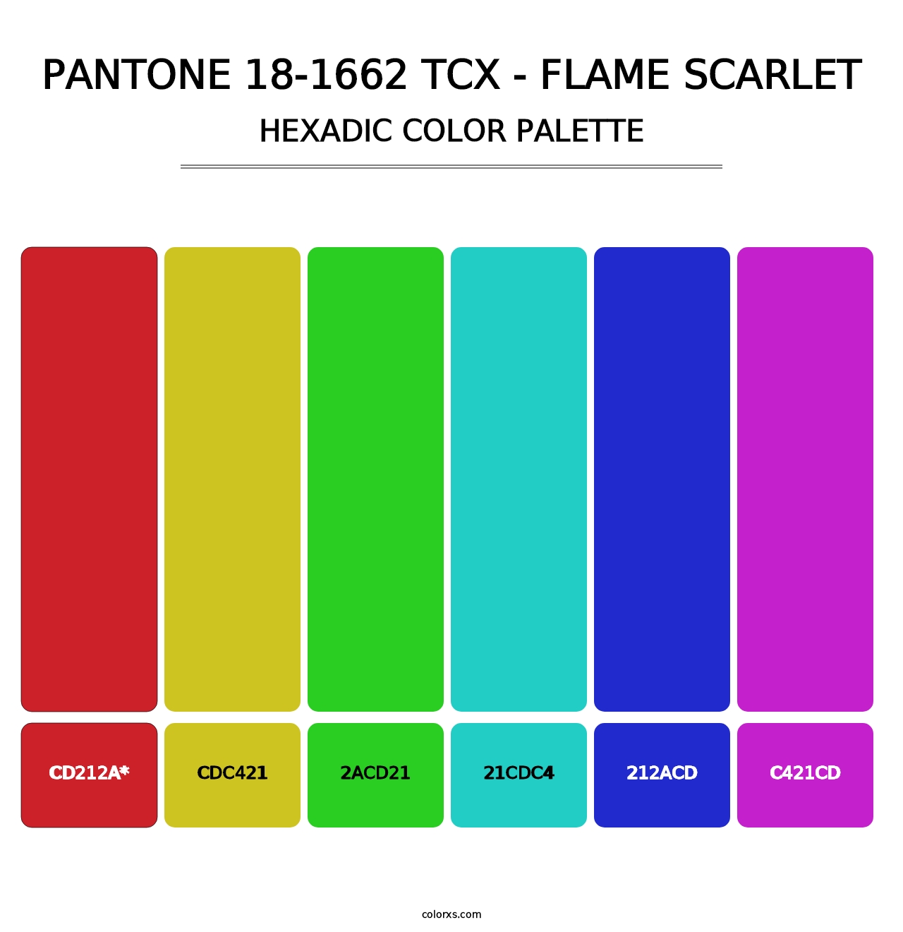 PANTONE 18-1662 TCX - Flame Scarlet - Hexadic Color Palette