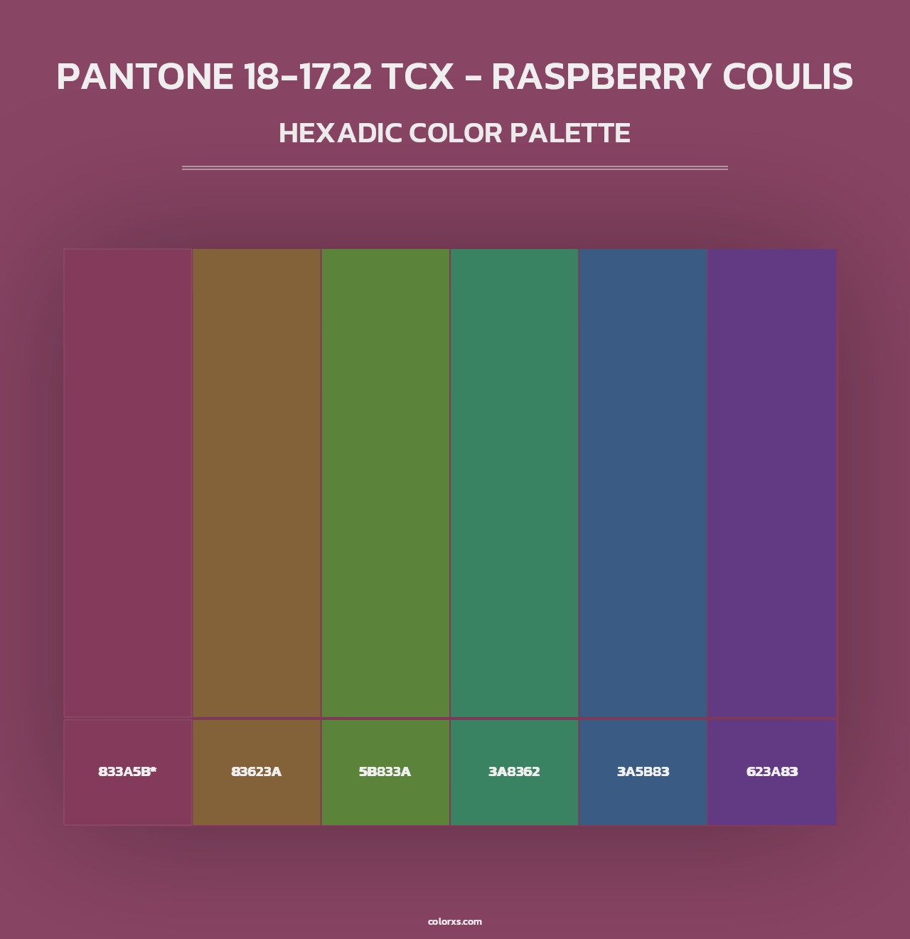 PANTONE 18-1722 TCX - Raspberry Coulis - Hexadic Color Palette