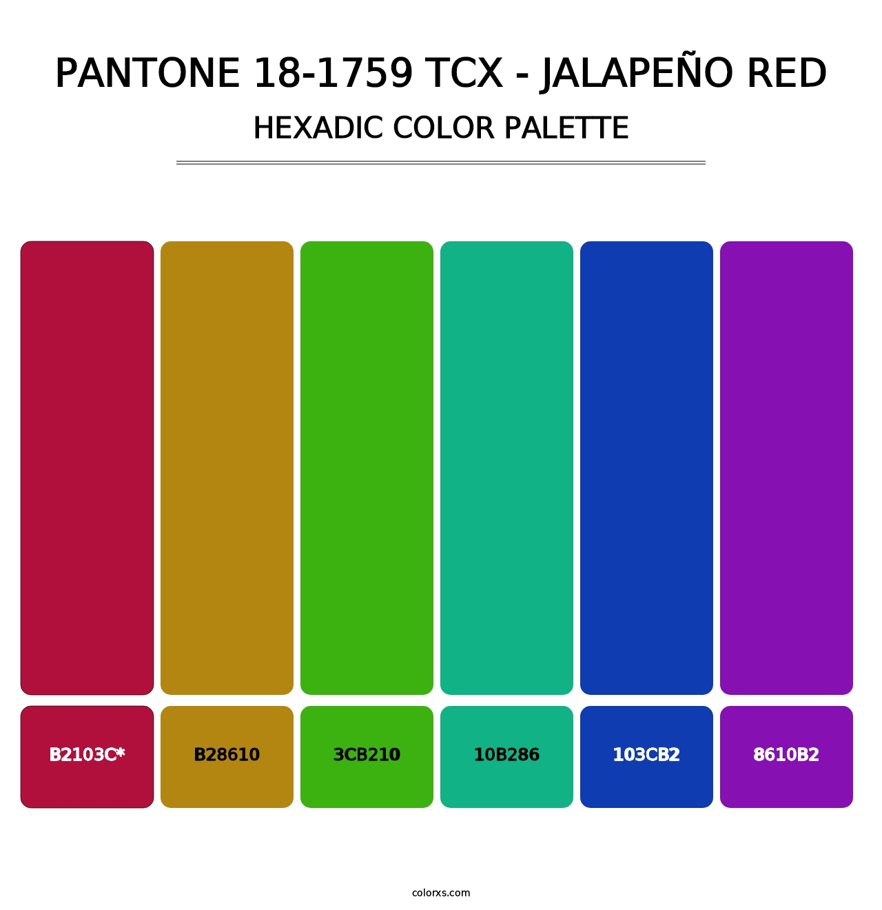 PANTONE 18-1759 TCX - Jalapeño Red - Hexadic Color Palette