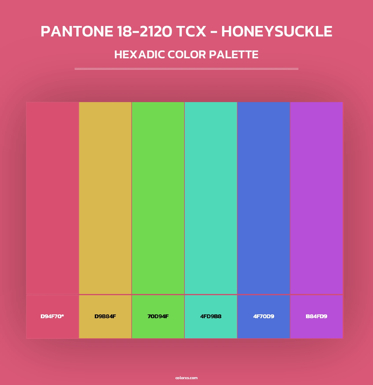 PANTONE 18-2120 TCX - Honeysuckle - Hexadic Color Palette