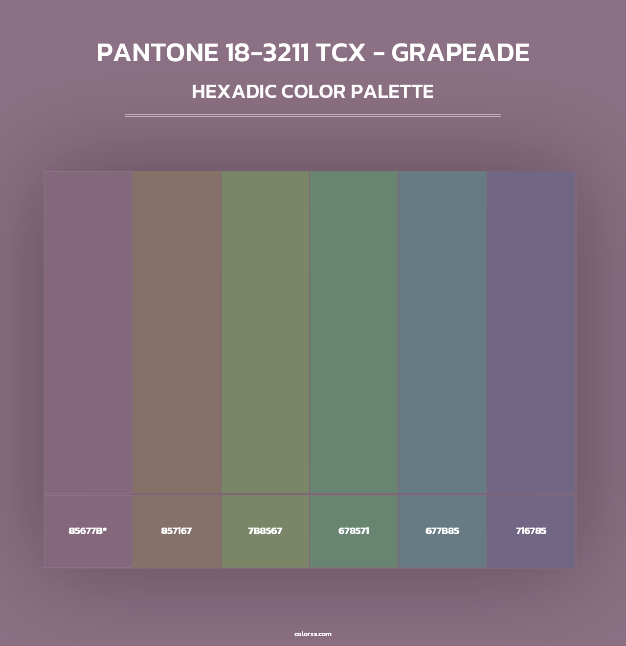 PANTONE 18-3211 TCX - Grapeade - Hexadic Color Palette