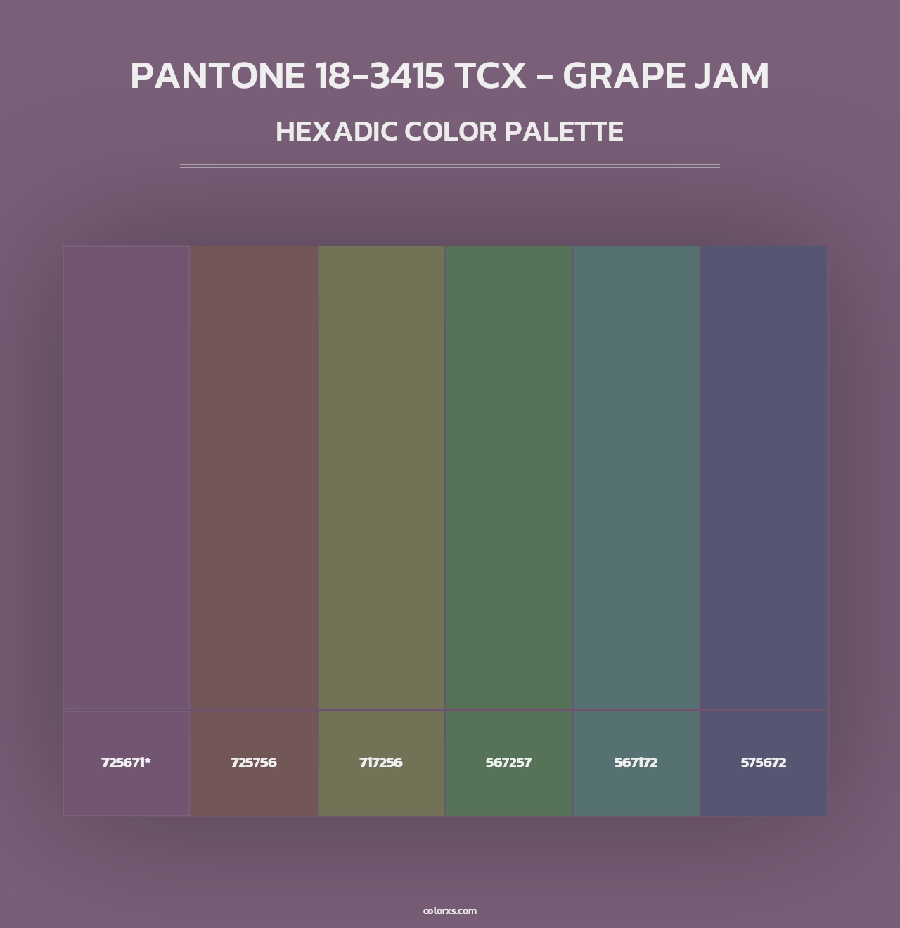 PANTONE 18-3415 TCX - Grape Jam - Hexadic Color Palette