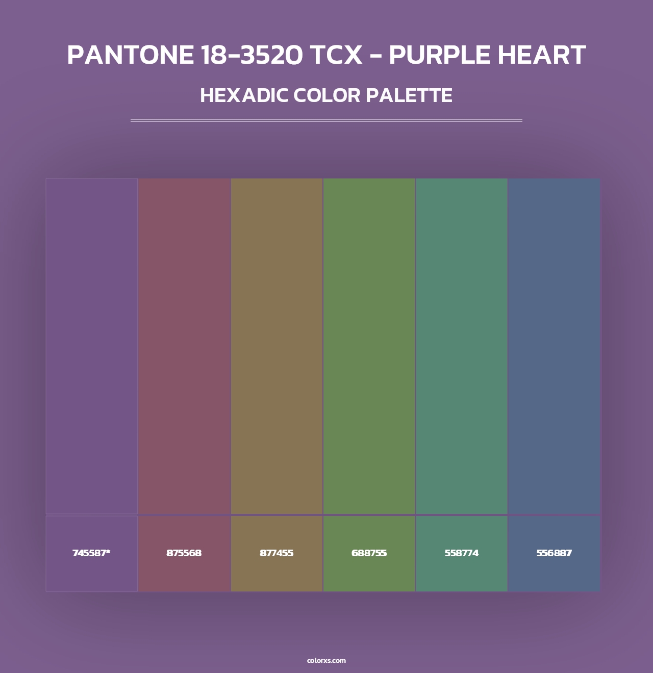 PANTONE 18-3520 TCX - Purple Heart - Hexadic Color Palette