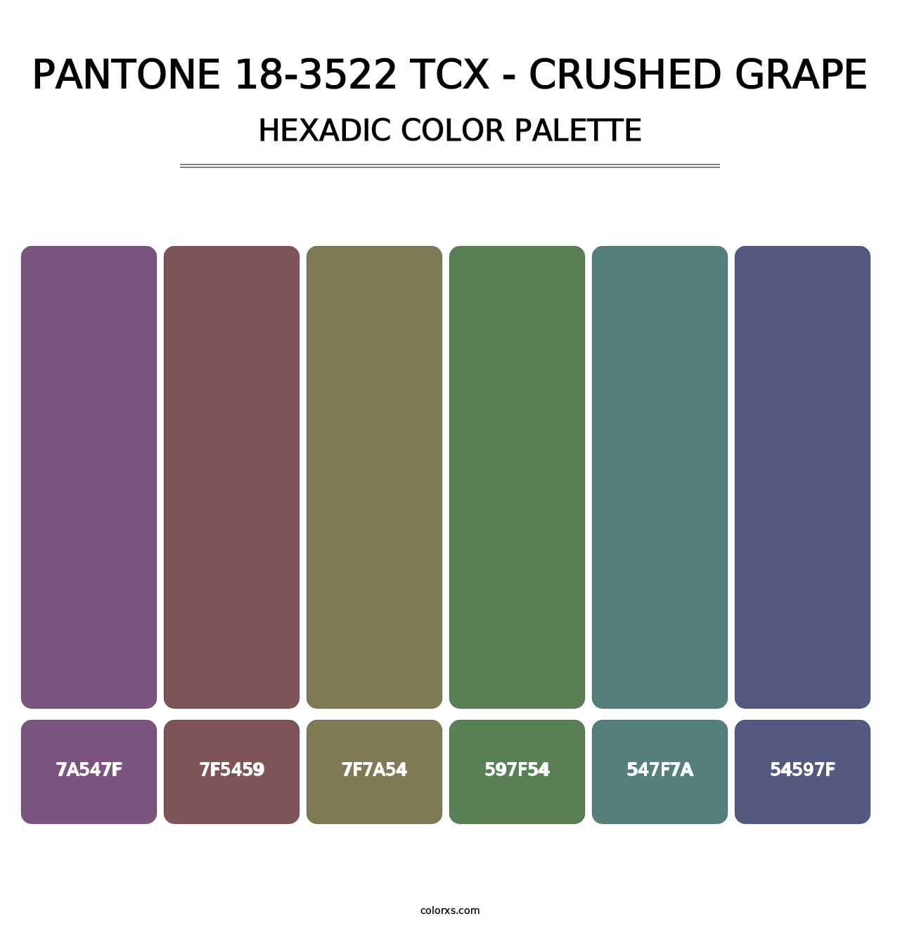 PANTONE 18-3522 TCX - Crushed Grape - Hexadic Color Palette