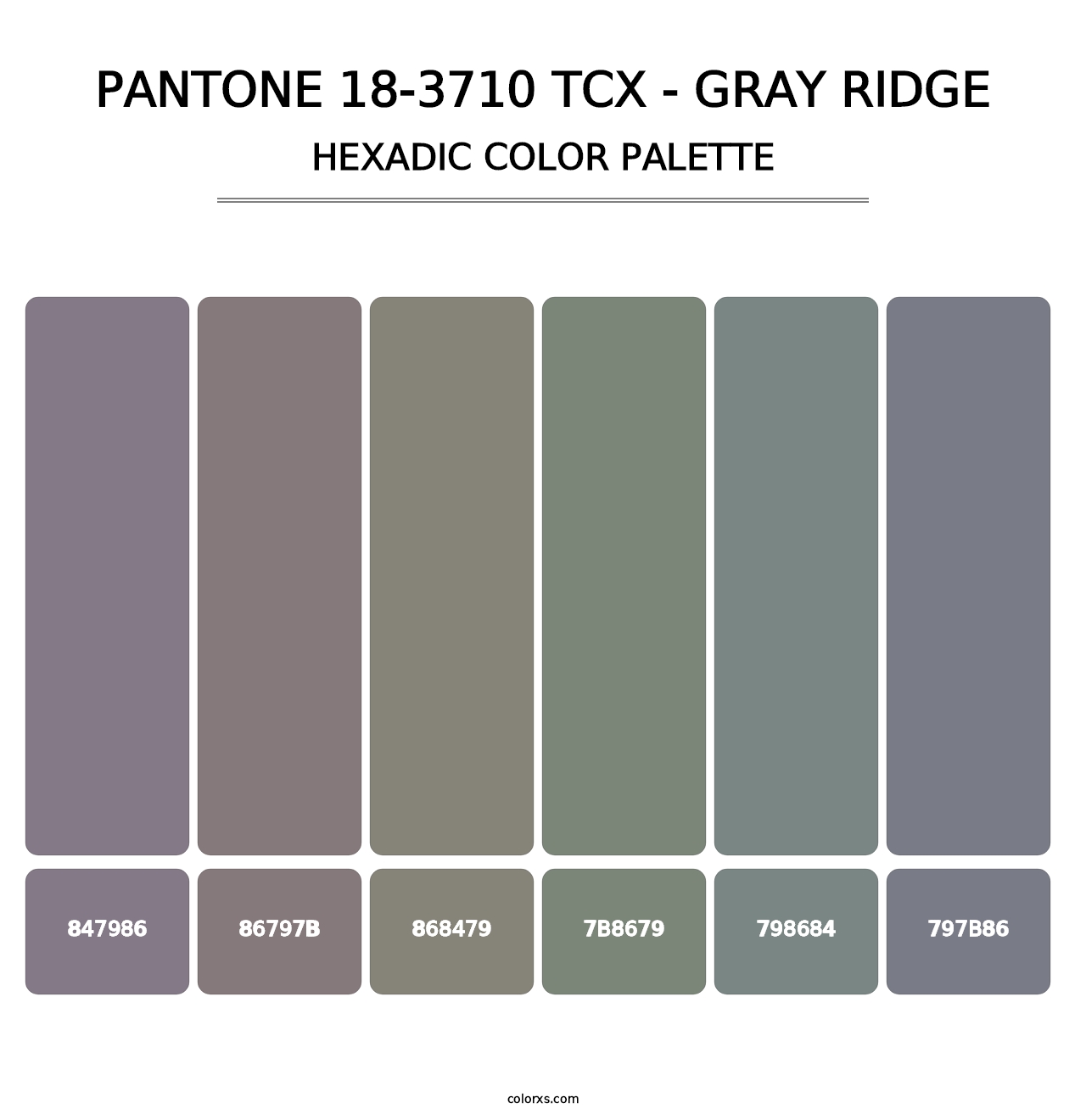 PANTONE 18-3710 TCX - Gray Ridge - Hexadic Color Palette