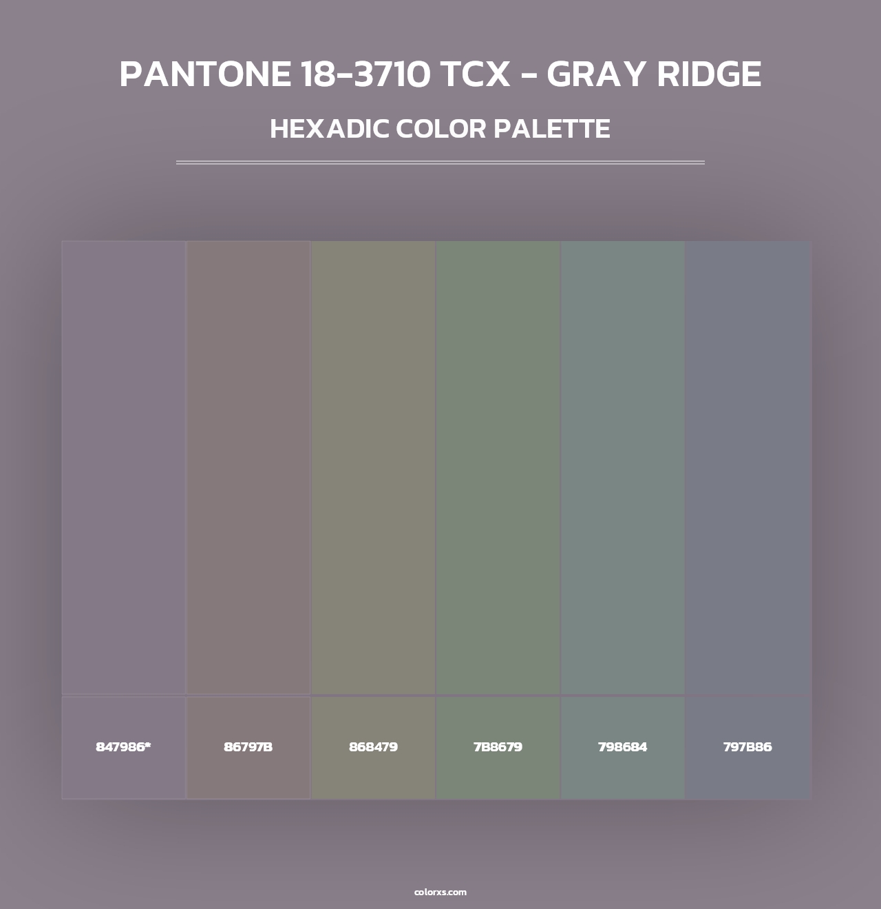 PANTONE 18-3710 TCX - Gray Ridge - Hexadic Color Palette