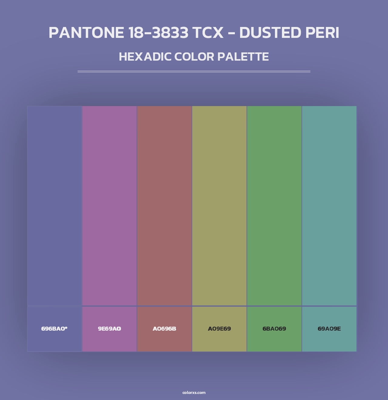 PANTONE 18-3833 TCX - Dusted Peri - Hexadic Color Palette