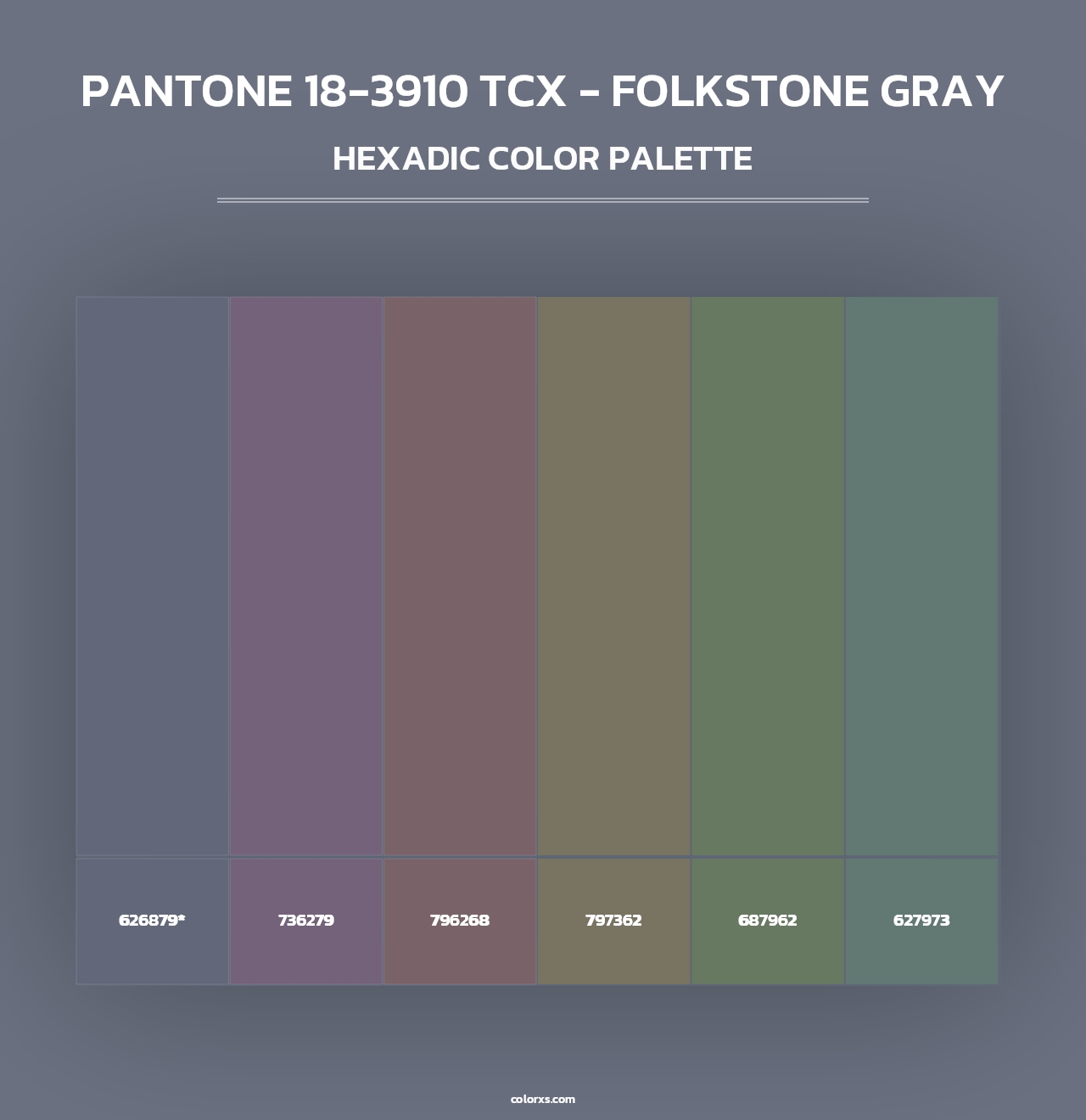 PANTONE 18-3910 TCX - Folkstone Gray - Hexadic Color Palette