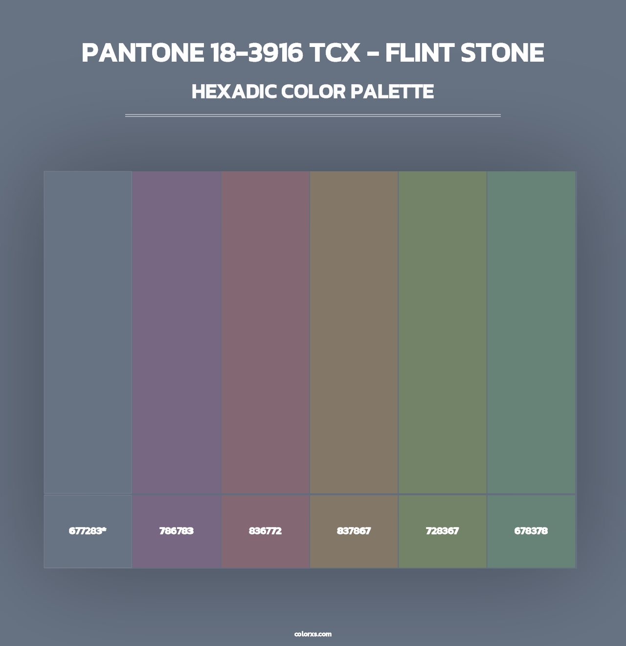 PANTONE 18-3916 TCX - Flint Stone - Hexadic Color Palette
