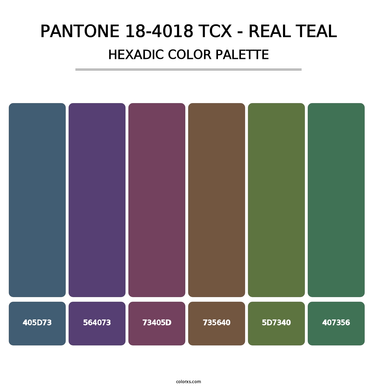 PANTONE 18-4018 TCX - Real Teal - Hexadic Color Palette