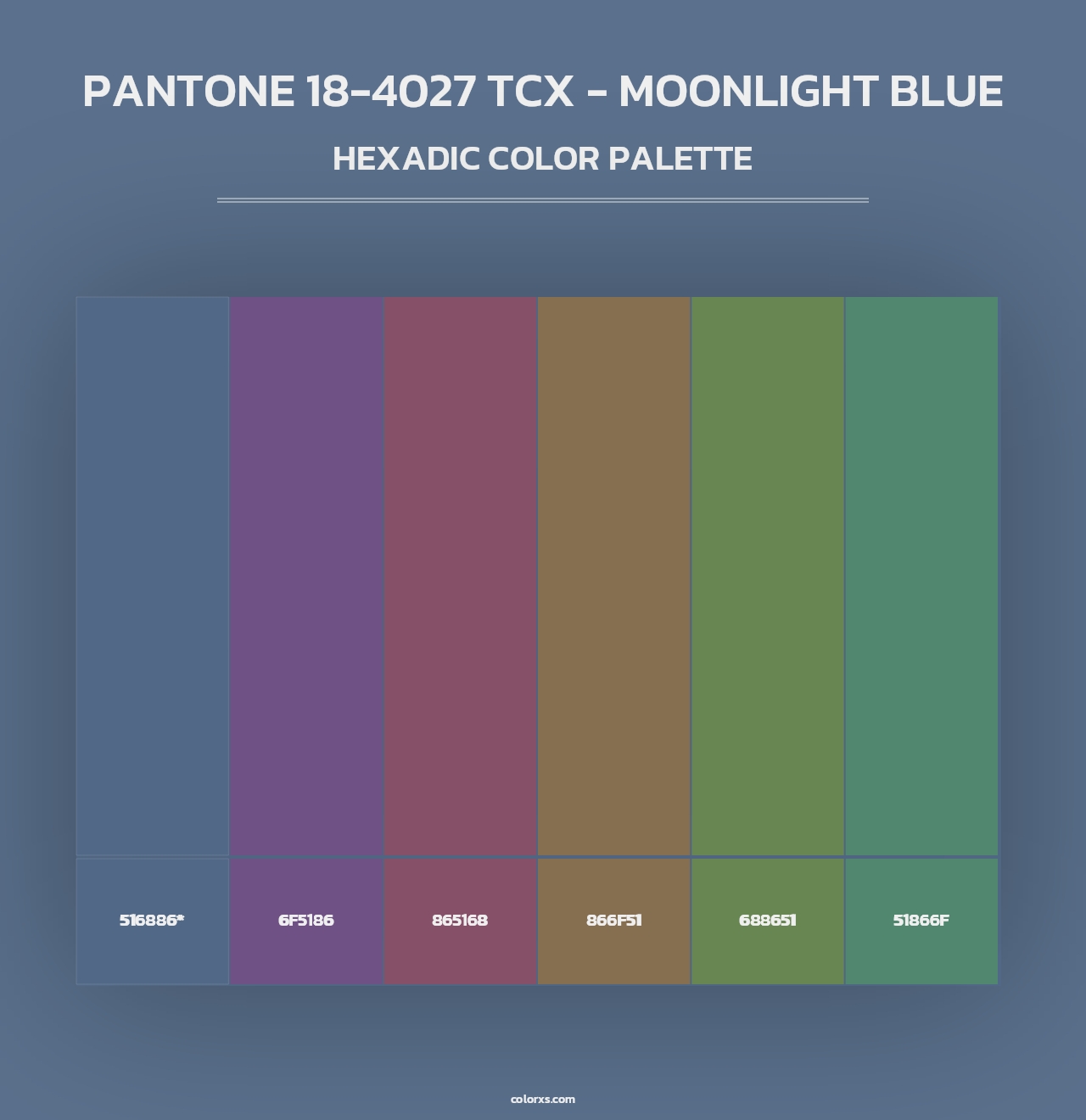 PANTONE 18-4027 TCX - Moonlight Blue - Hexadic Color Palette