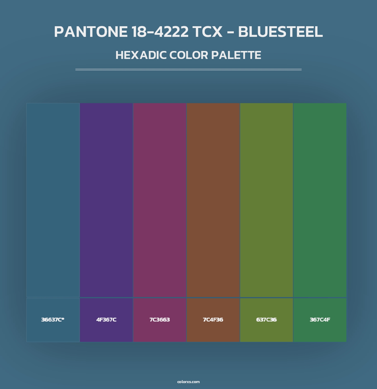 PANTONE 18-4222 TCX - Bluesteel - Hexadic Color Palette