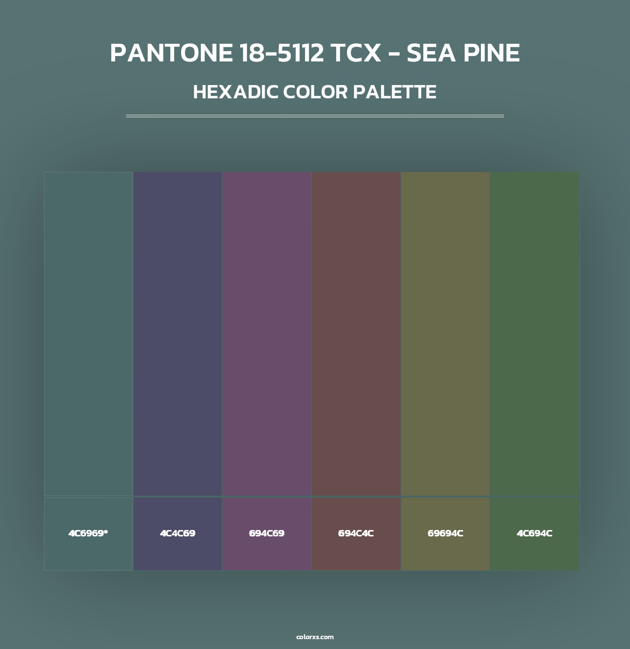 PANTONE 18-5112 TCX - Sea Pine - Hexadic Color Palette