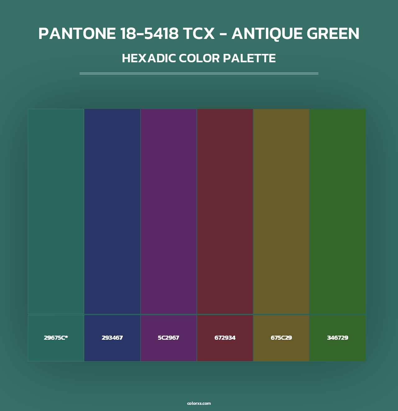 PANTONE 18-5418 TCX - Antique Green - Hexadic Color Palette