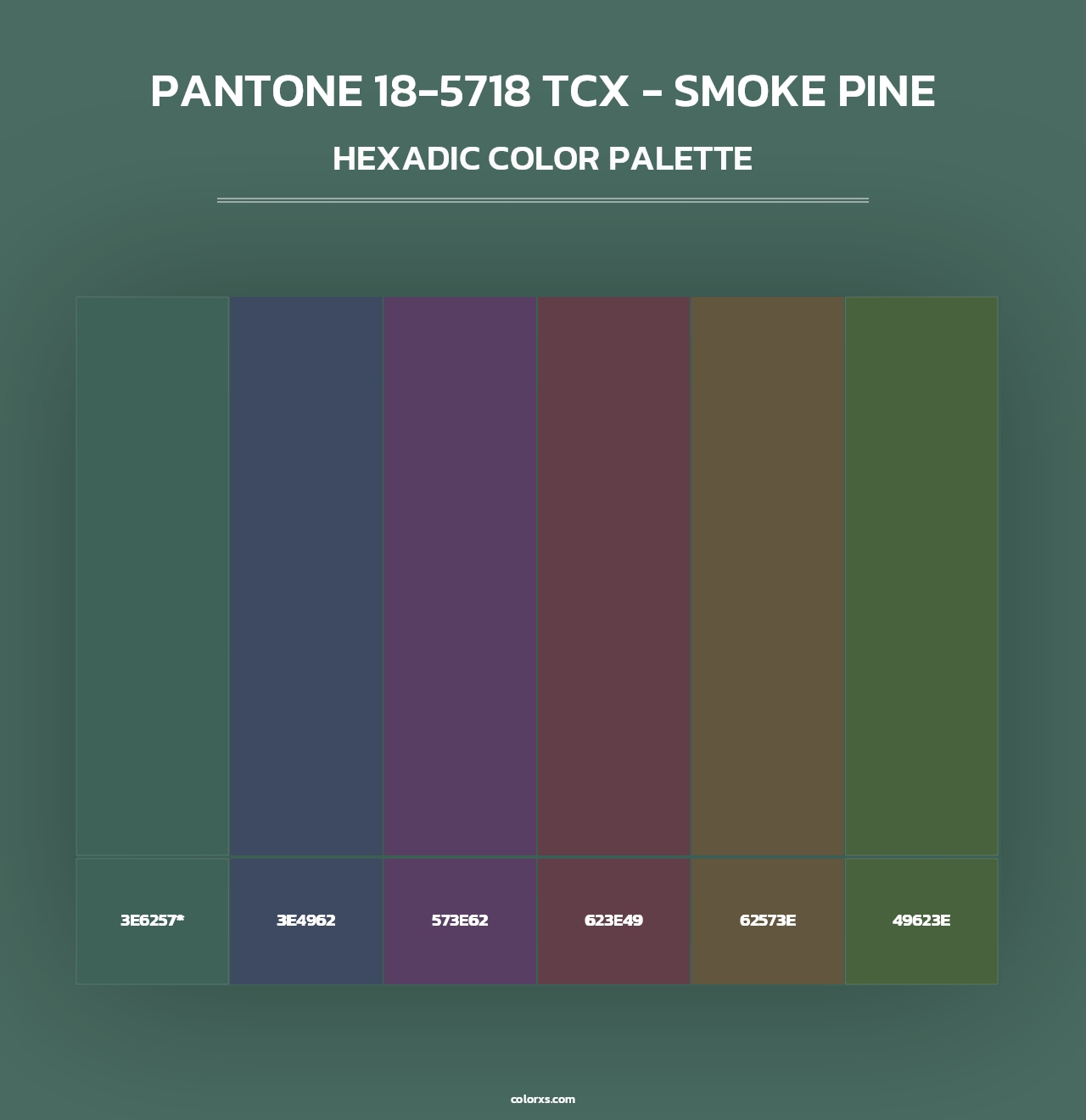 PANTONE 18-5718 TCX - Smoke Pine - Hexadic Color Palette