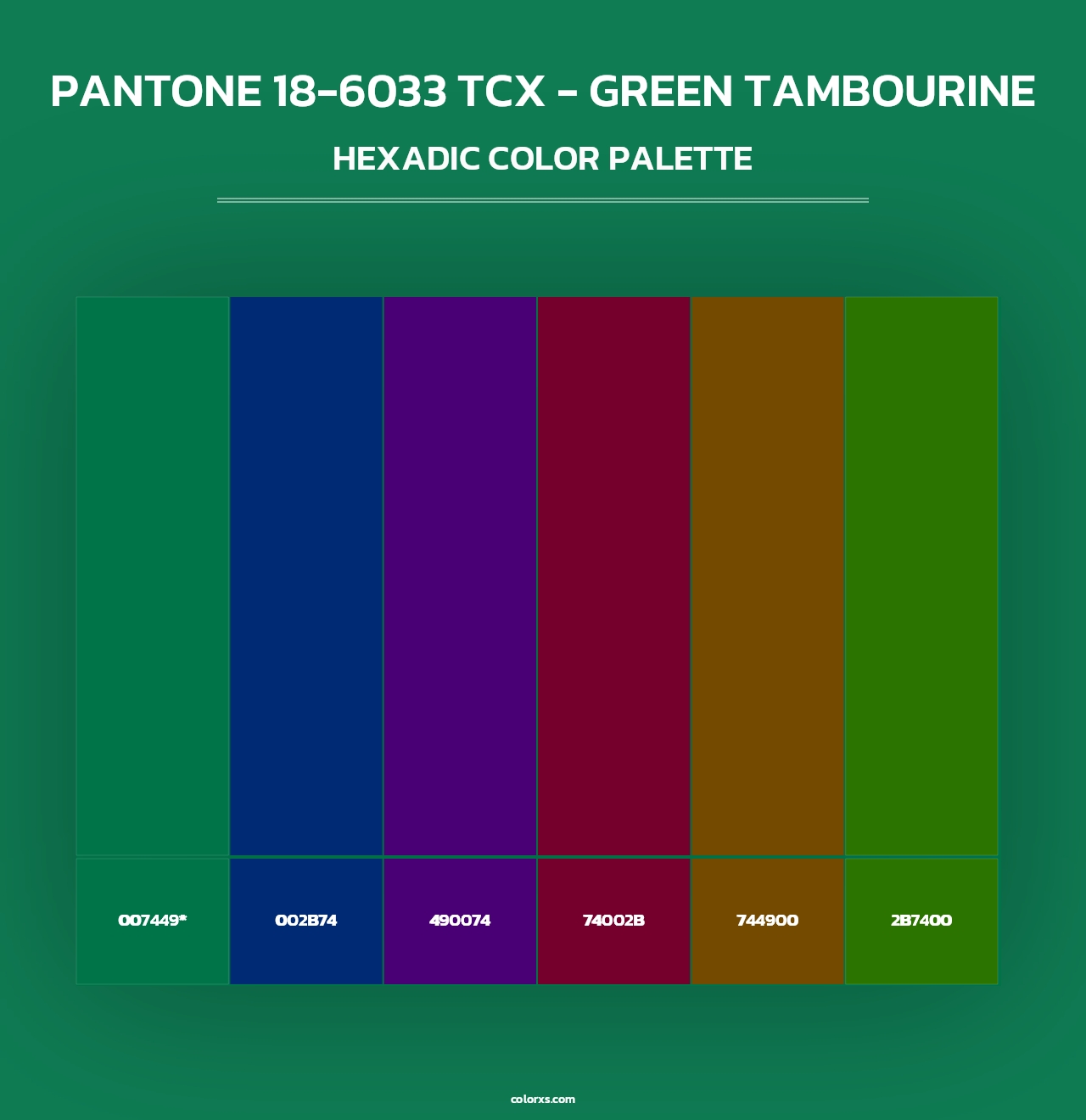 PANTONE 18-6033 TCX - Green Tambourine - Hexadic Color Palette