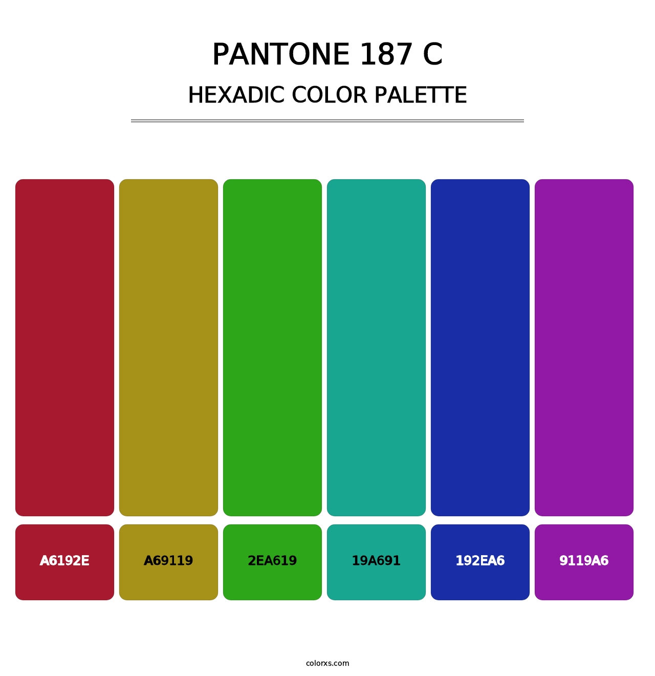 PANTONE 187 C - Hexadic Color Palette