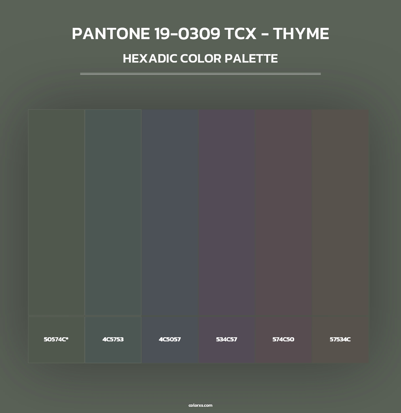 PANTONE 19-0309 TCX - Thyme - Hexadic Color Palette