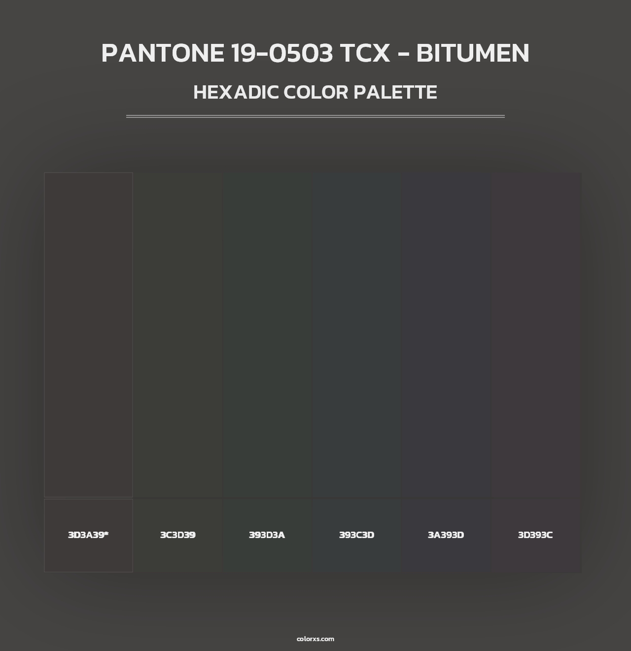 PANTONE 19-0503 TCX - Bitumen - Hexadic Color Palette