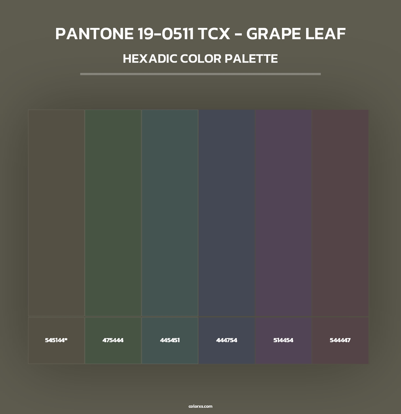 PANTONE 19-0511 TCX - Grape Leaf - Hexadic Color Palette