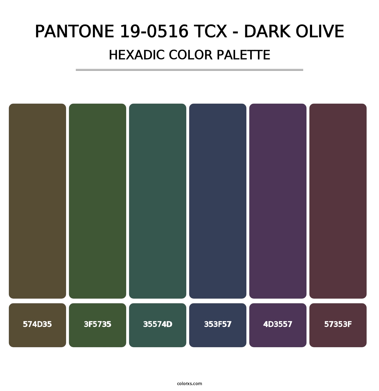 PANTONE 19-0516 TCX - Dark Olive - Hexadic Color Palette