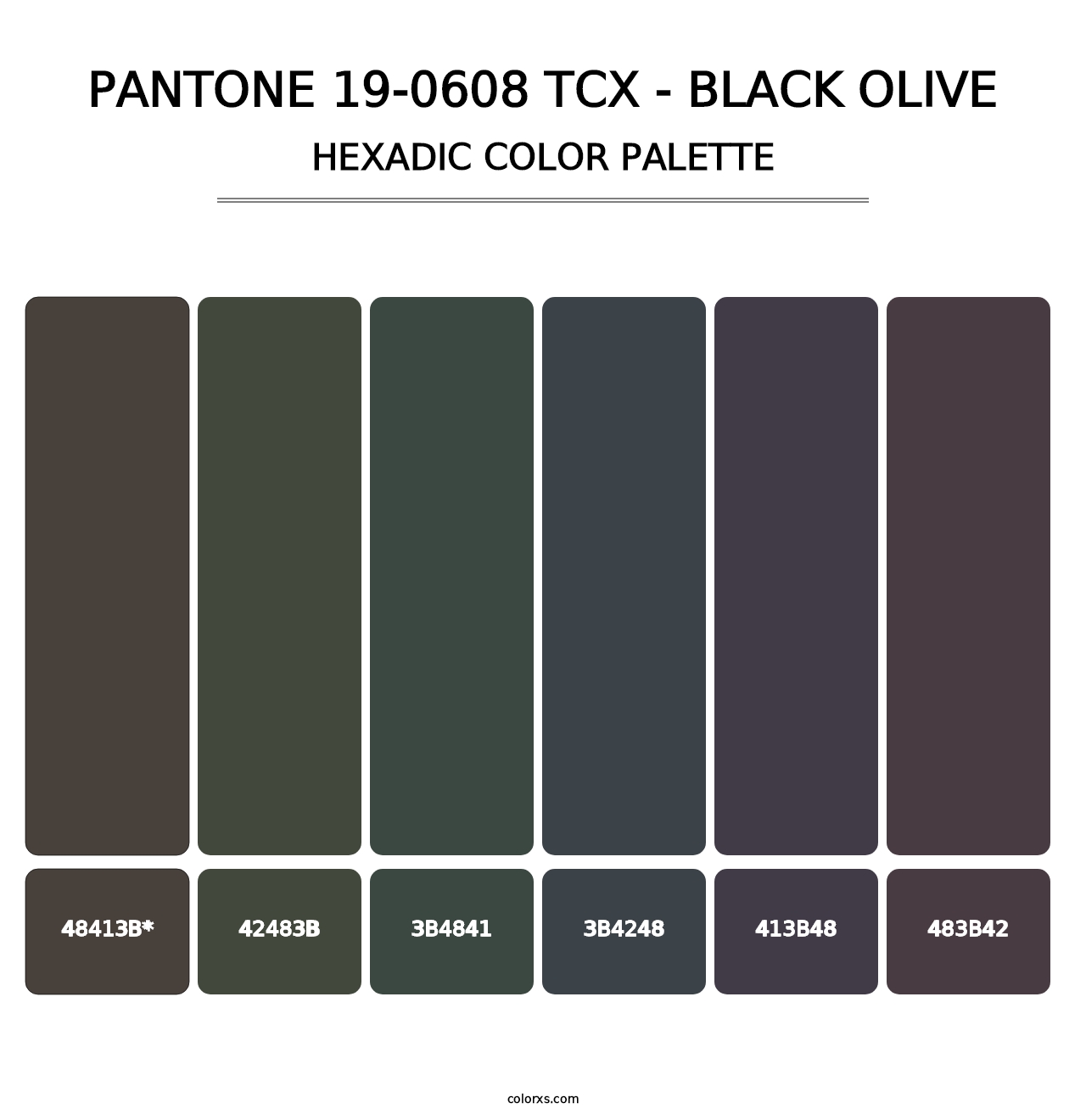PANTONE 19-0608 TCX - Black Olive - Hexadic Color Palette