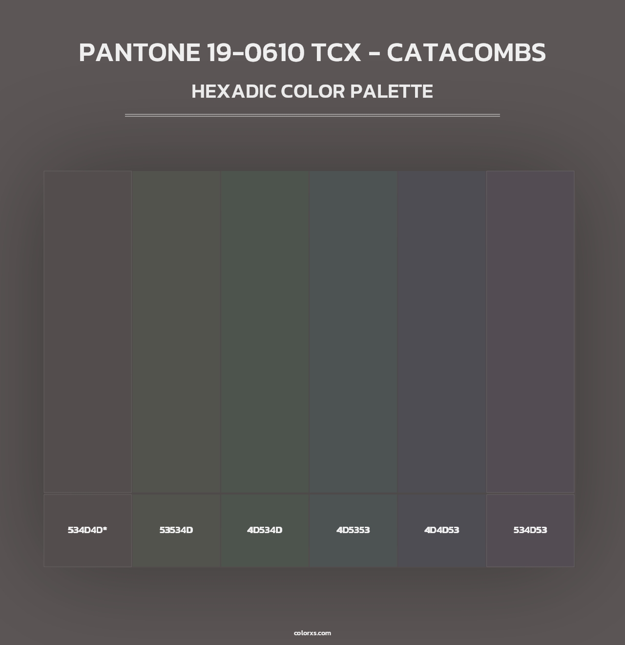 PANTONE 19-0610 TCX - Catacombs - Hexadic Color Palette