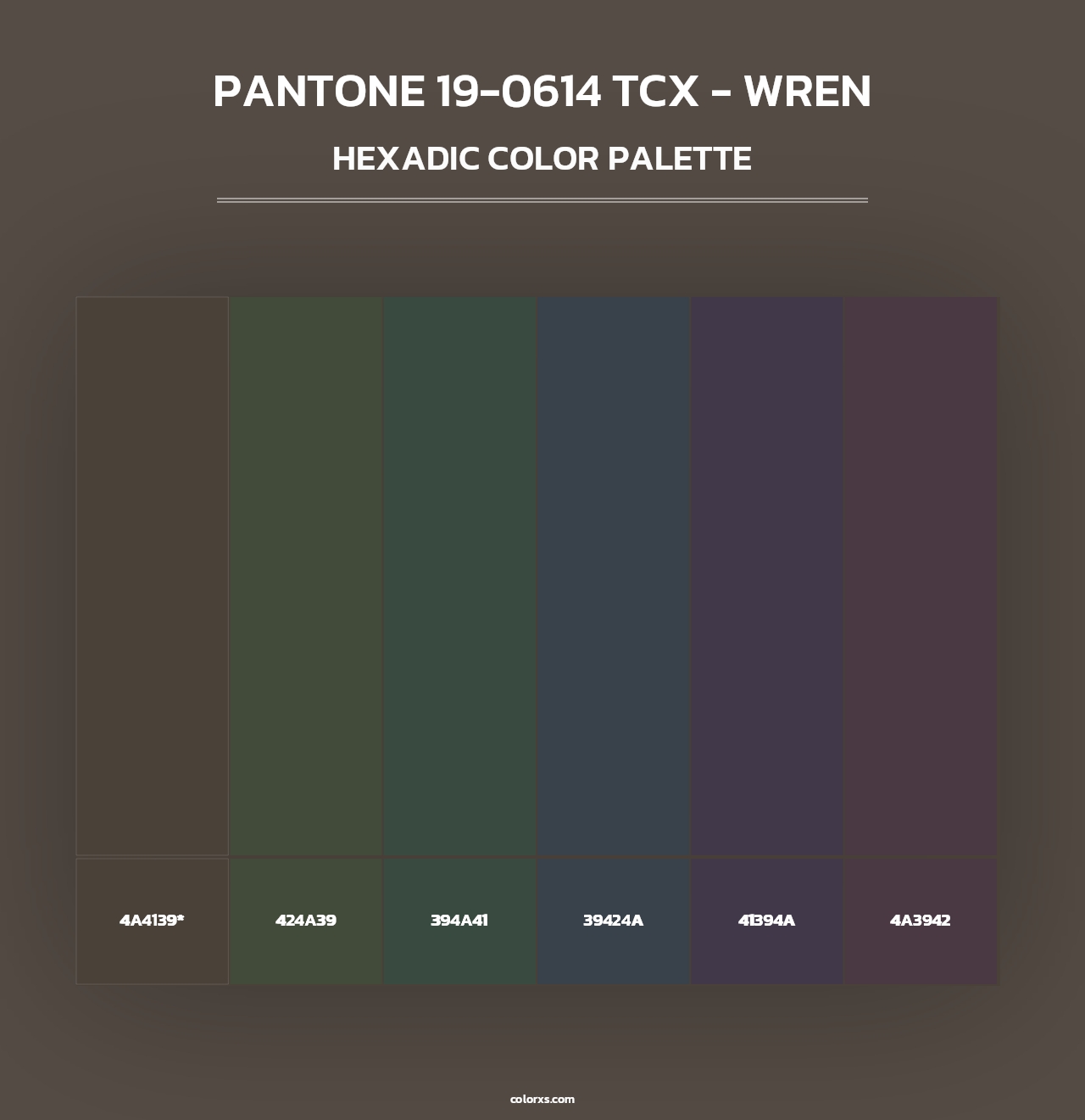 PANTONE 19-0614 TCX - Wren - Hexadic Color Palette